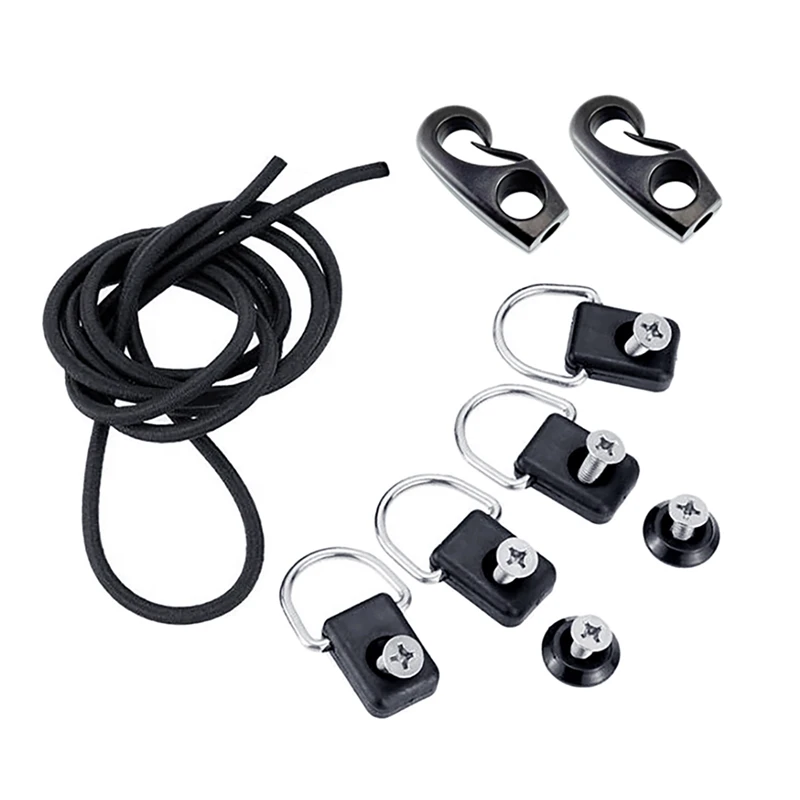 Kayak Deck Rigging Kit Bungee Cord Ends D Ring Round Rope Deck Line Guide for Kayak Boat Canoe