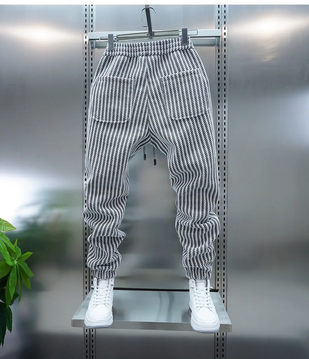 2025 Herbst/Winter Fleece Herren Vielseitige Lose Sport Jogginghose Mode Vertikal Gestreifte Knöchel Hosen Trendy Slim Fit Casual Pa – Detail 3