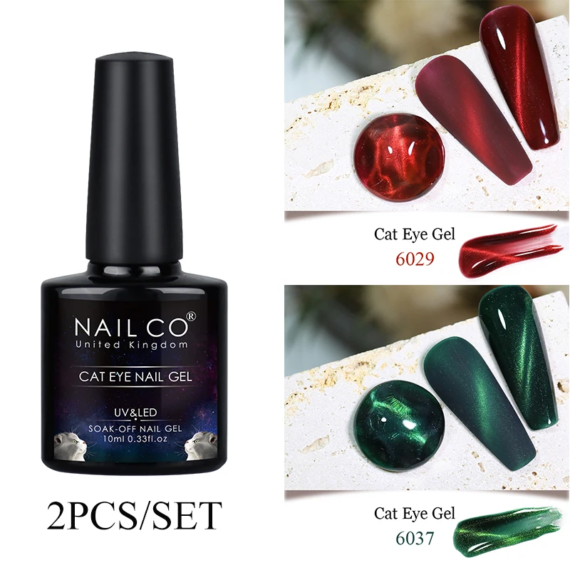 

NAILCO 2pcs/Set Cat Eye Gel polishes Transparent Crystal Magnetic Nail Polish UV Gel Nail Art Vernis Soak Semi Permanent Varnish