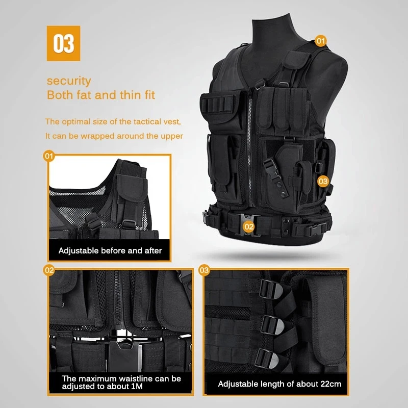 Breathable SWAT Tactical Vest Combat Armor Vests Security Hunting Army Outdoor CS Game Airsoft Jacket Training Suit