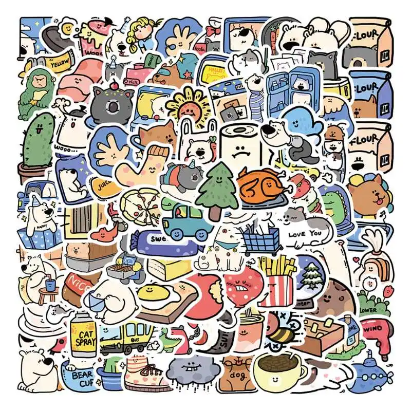 

100 Sheets Animal Lab in Wind Case Skateboard Guitar Car Sticker Phone Case Water Cup Ipad