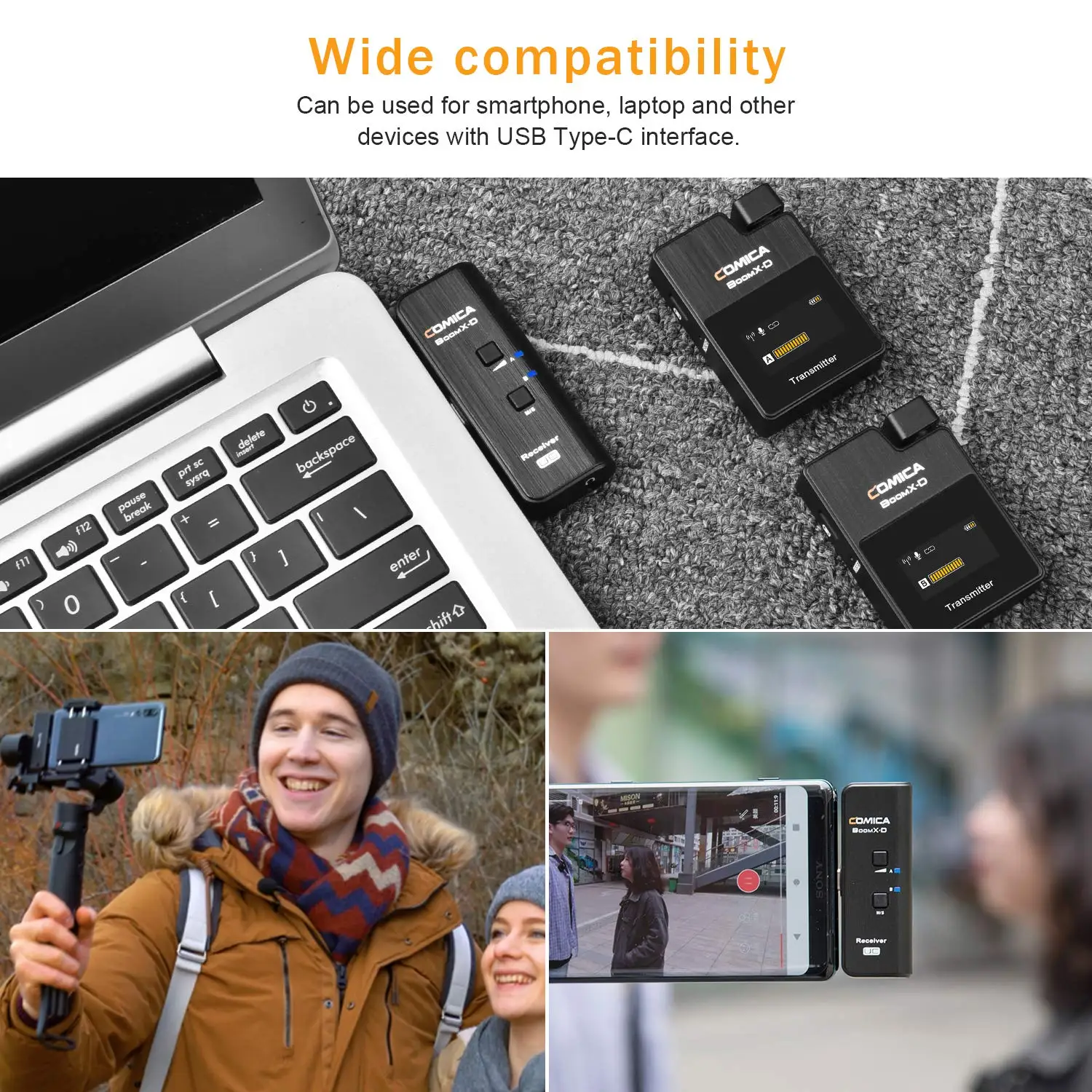 BoomX-D UC2/MI2 2.4G Dual-channel Wireless Microphone M/S Mode for iPhone Androi