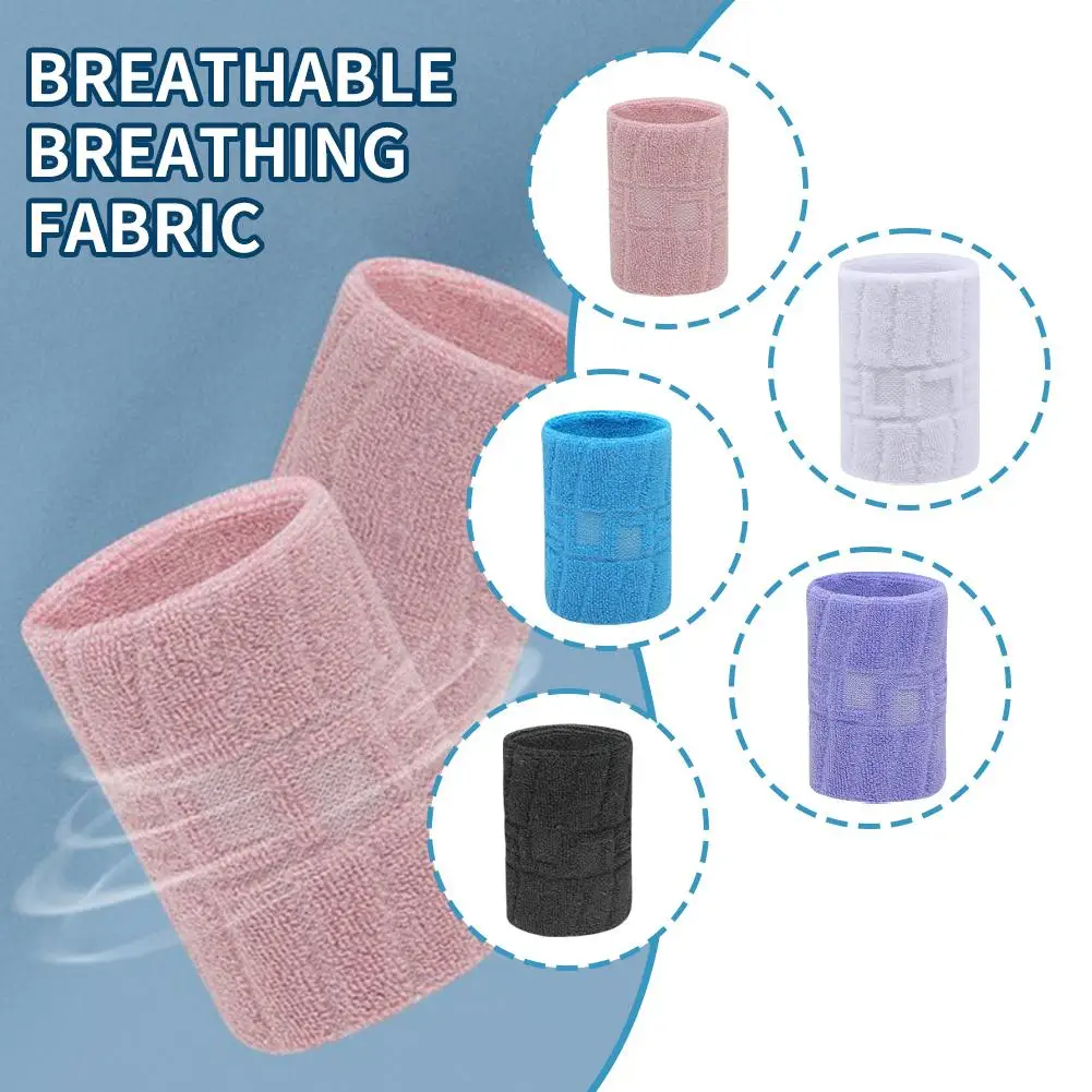 1PCS Cotton Sweatband Moisture Wicking Athletic Terry Cloth Wristband For Tennis Basketball Running Gym Working Out Z2K5