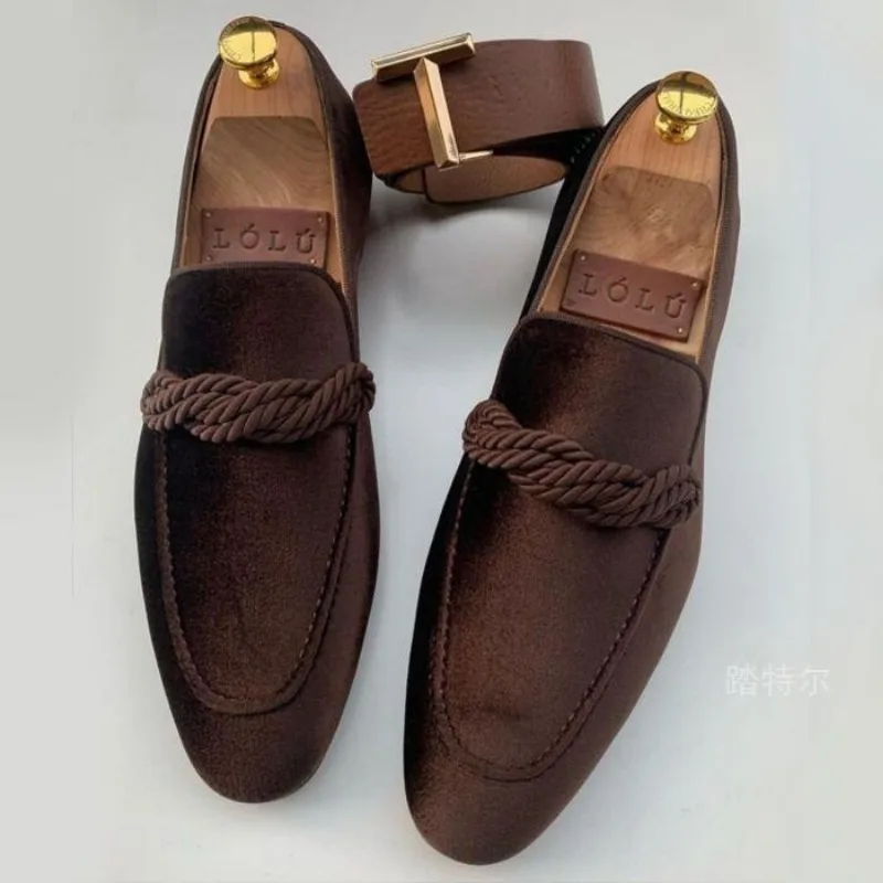 Designer Suede Men Loafers Green Pointed Wedding Oxford Leather Shoes for Classic Men Casual Loafers Formal Dress Footwear