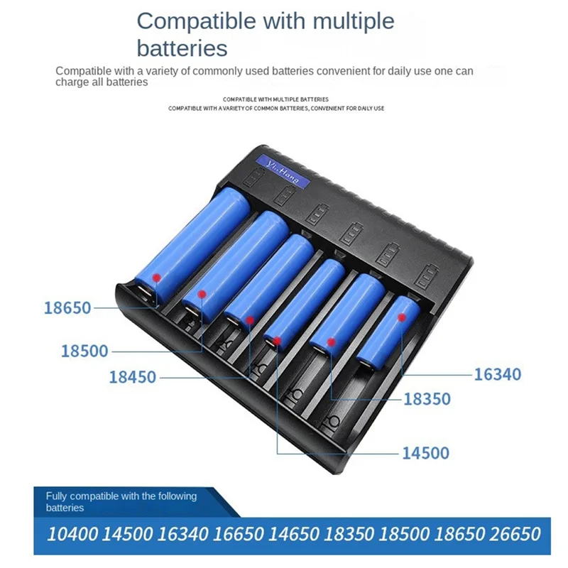A10I 6 슬롯 전기 배터리 충전기 스마트 LED 표시기 USB 충전기 홈 AA/AAA NiMH/NiCd 충전식 배터리 충전기