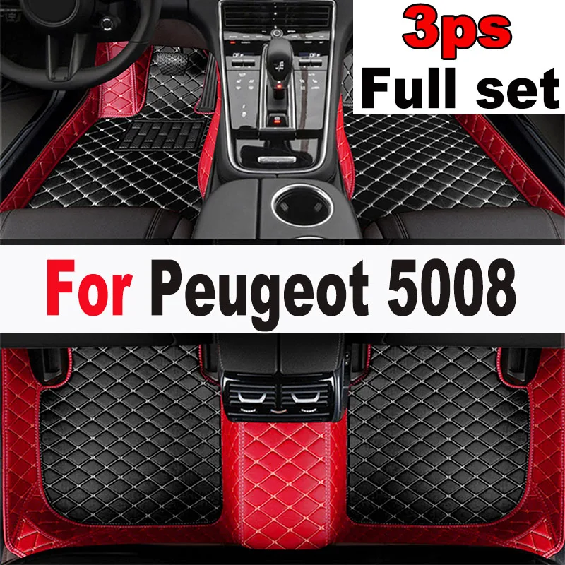 

Car Mats Floor For Peugeot 5008 P87 2017~2023 7seat Luxury Leather Mat Car Floor Mats Universal Waterproof Cocho Car Accessories