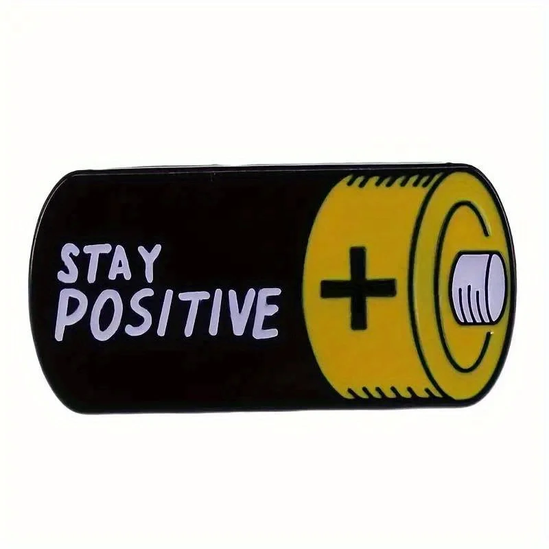 STAY POSITIVE 재미있는 글자 라펠 핀 브로치, 영어 펀 배터리 배지, 배낭 코트