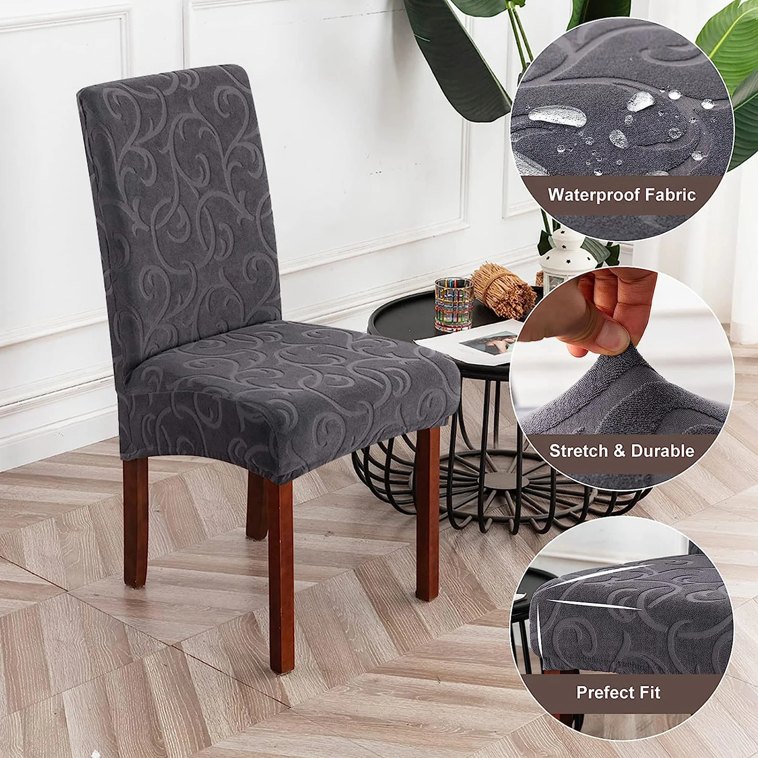 

1 Pc Waterproof Dining Room Chair Slipcovers,Removable, Washable, and Protective Cover for Dining Room, Kitchen, and Home Decor