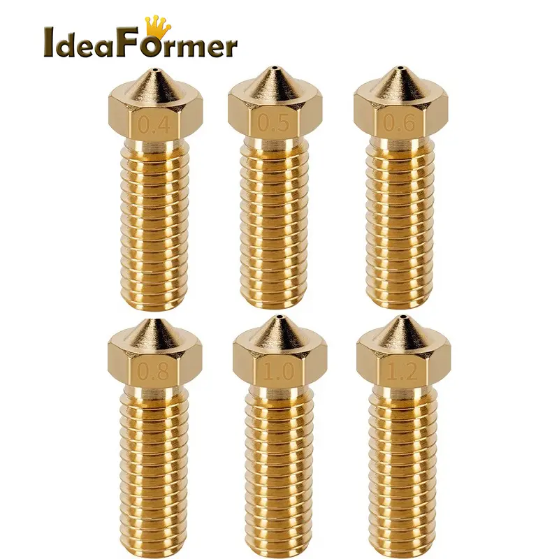 2pcs 3D Parts Brass Volcano Nozzle M6 Extra Lengthen Copper Nozzle 1.75mm High Flow 0.4/0.6/0.8/1.0/1.2mm Artillery Nozzle image 5