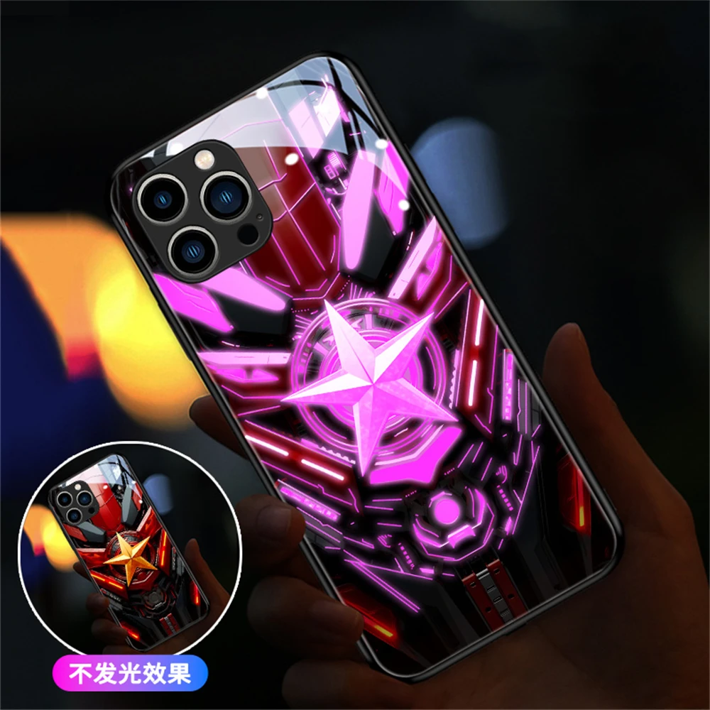 Battle Plate Design LED Light Luminous Phone Case For Samsung S24 S23 S22 S21 S20 FE Note 10 20 Plus Ultra A54 A14 Glitter Cover