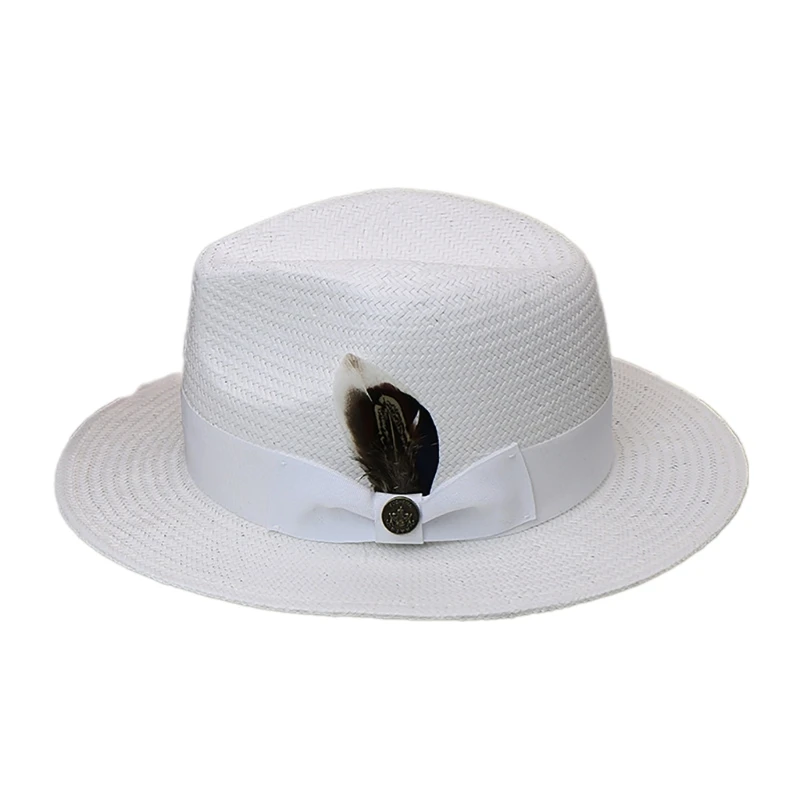 

Wide Brims Panama Hat Bowknot Belt Elegant Hat for Travel Sunproof Headwear Dropship
