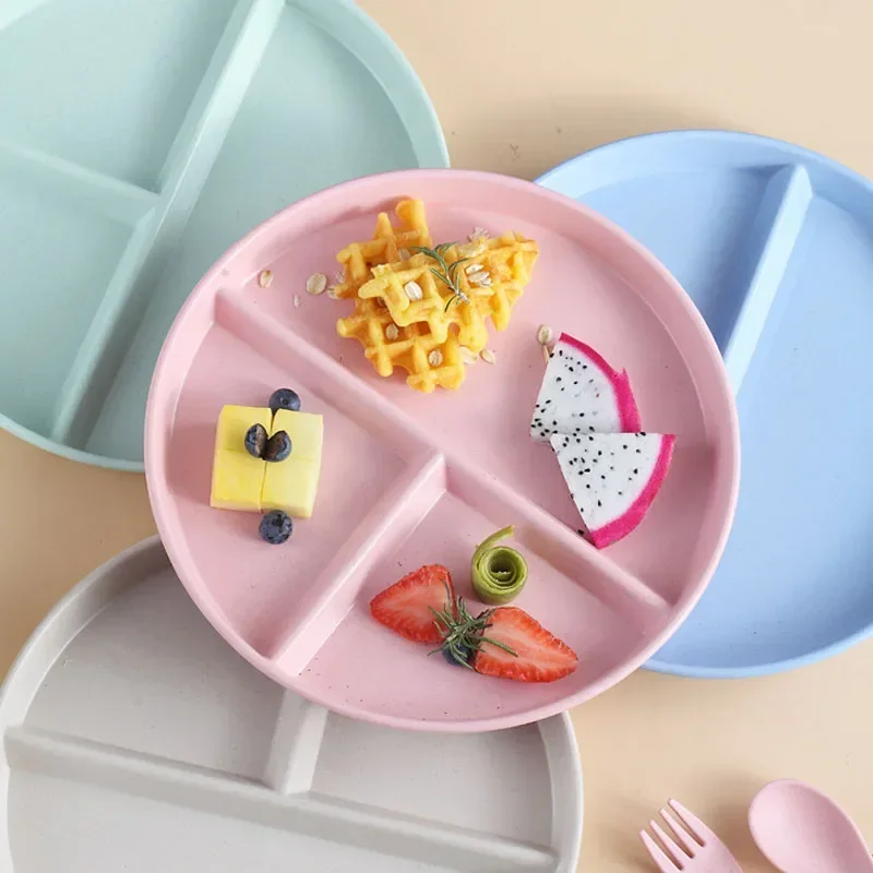 Divided Dinner Plate Children's Three-compartment Household Adult Anti-fall Plastic divided dinner plate