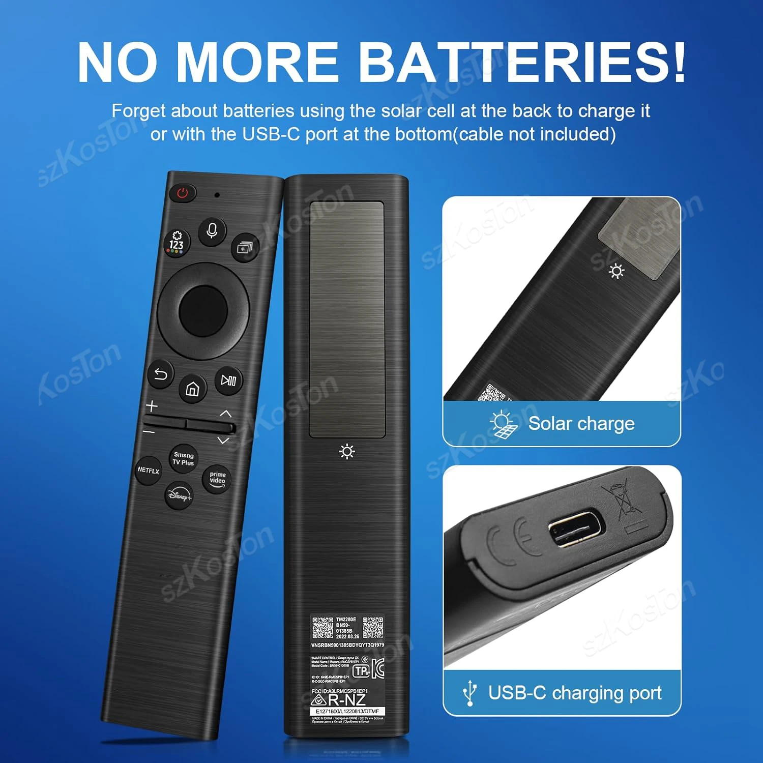 Eco-Friendly Replacement Voice Remote Control with Solar Charging