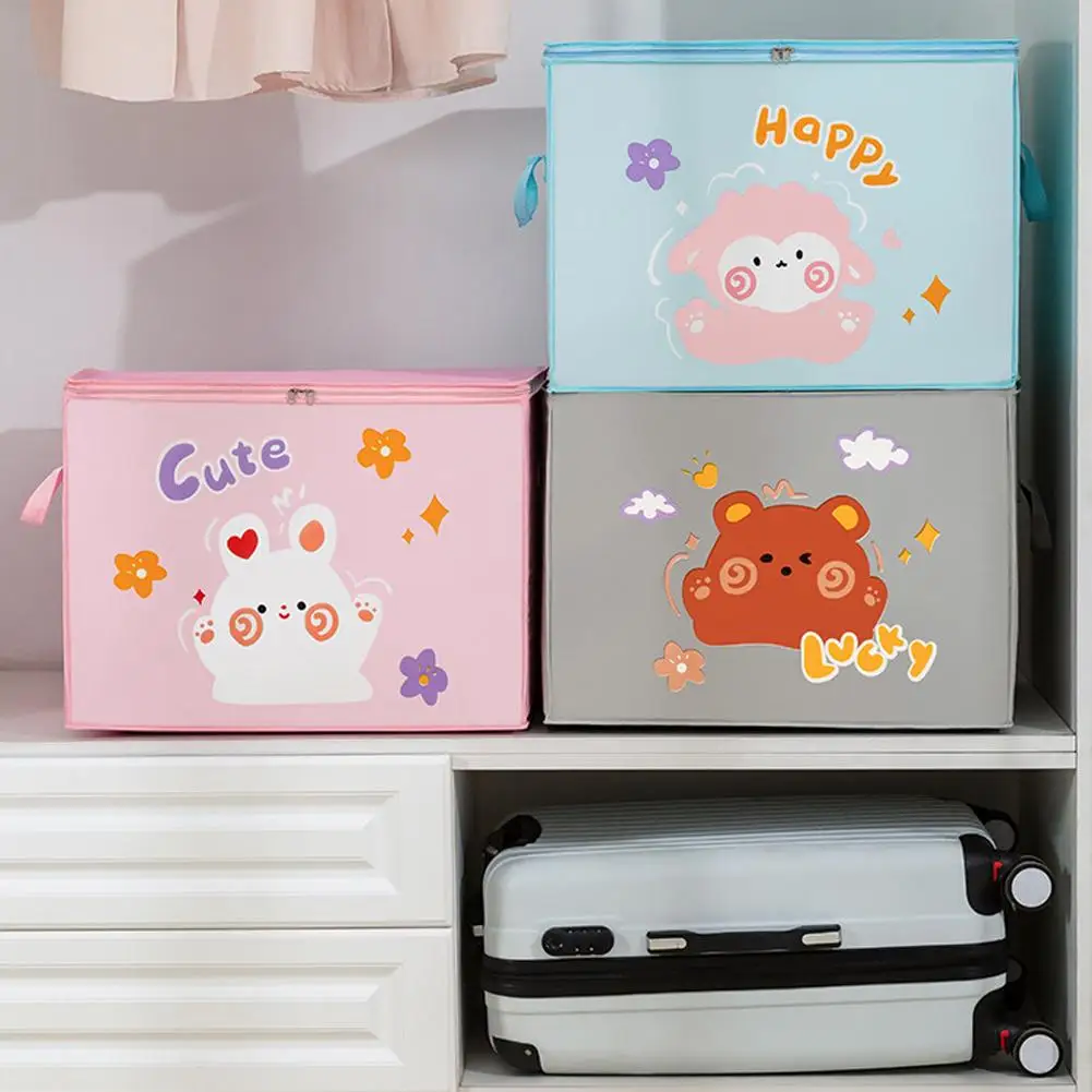Large Capacity Clothes Quilt Storage Bag Cute Cartoon Animals Foldable Non Woven Storage Bag Wardrobe Storage Clothes Organizer 5