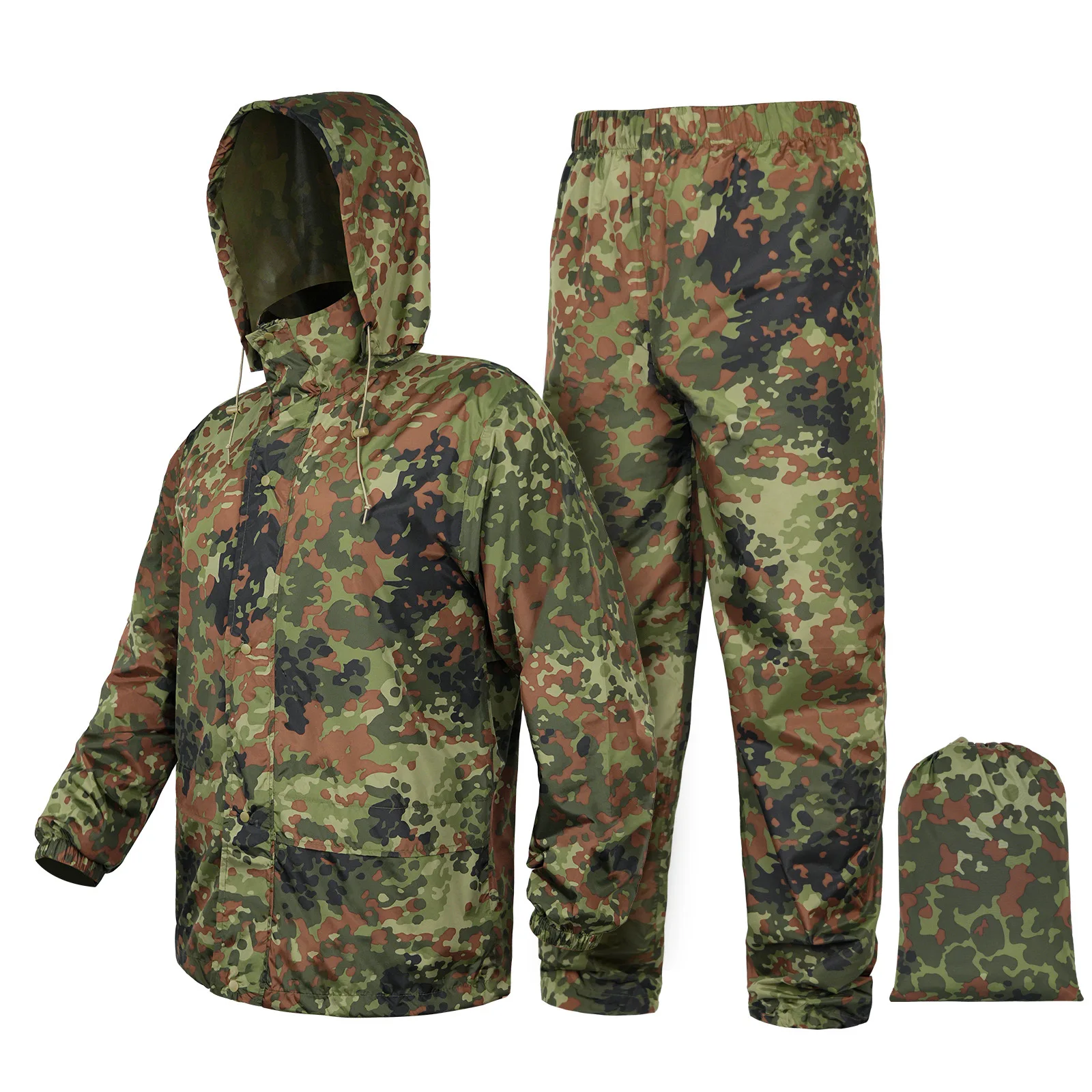 Waterproof Camouflage Folding Raincoat Set Portable Travel Rain Suit Hunting Poncho for Fishing Motorcycle Storm Jacket raincoat poncho