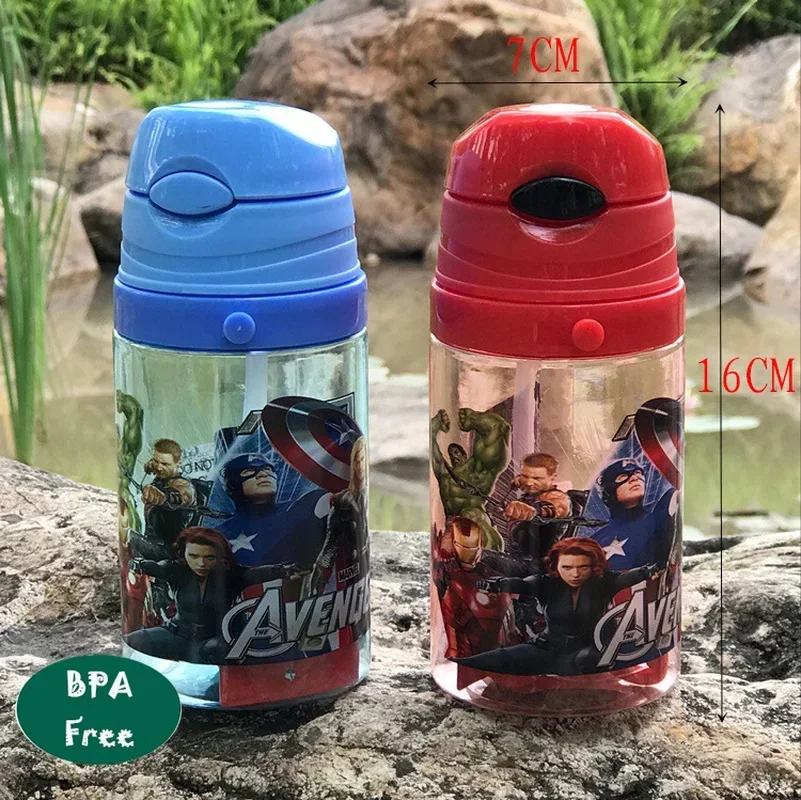 Disney Children's Water Bottle 350ml BPA Free Environmental Protection Leak Proof Cartoon Straw Cup Back with Water Cup Summer
