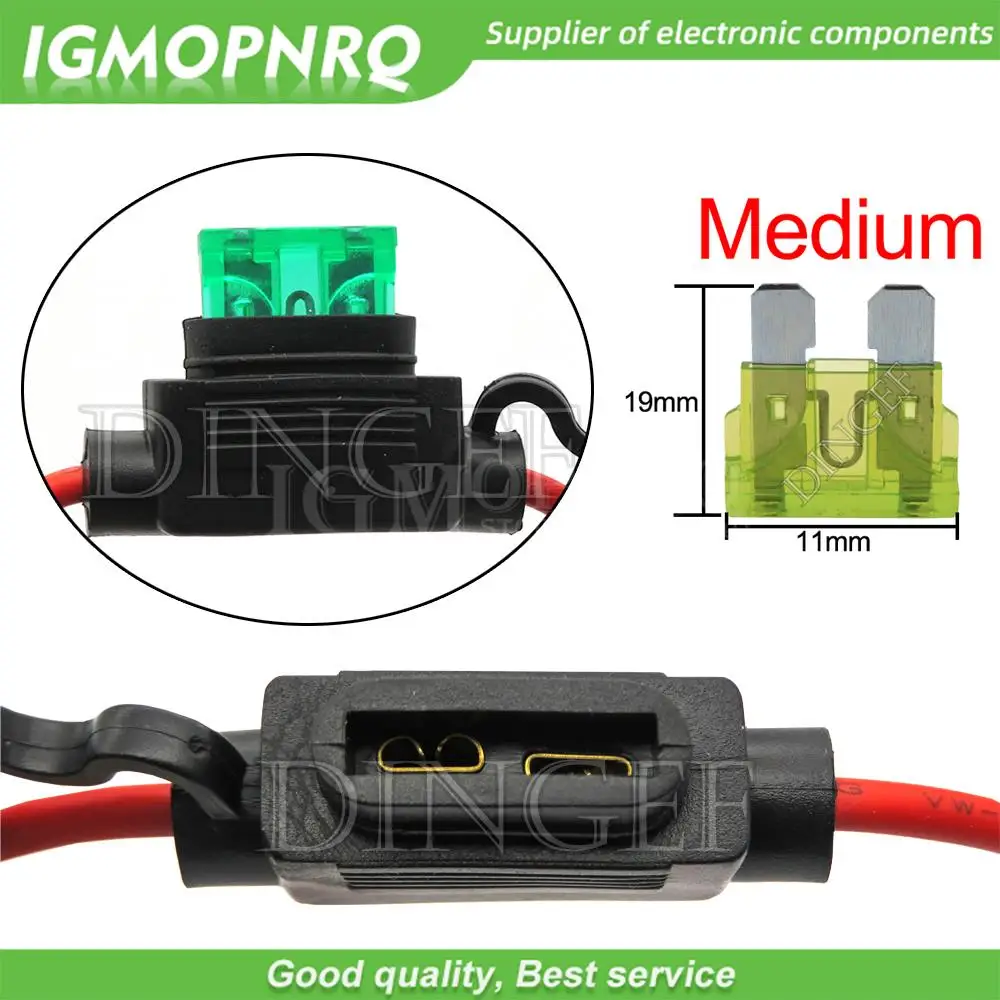 1Set Waterproof 32V Mini/Small/Medium Auto Fuse Holder 18/16/14/12/10AWG Car Blade Fuse 3A 5A 7.5A 10A 15A 20A