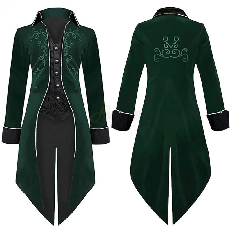 

Men's Medieval Tuxedo Jacket Victorian Renaissance RetroCosplay Costume Steampunk Tailcoat Halloween Carnival Party Overcoat