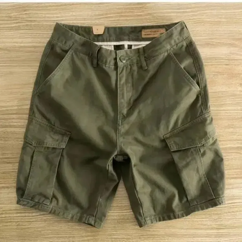 2024 Summer Loose-fit Vintage Distressed Casual Shorts For Men Japanese Style Five-minute Men's Outer Wear Middle Shorts
