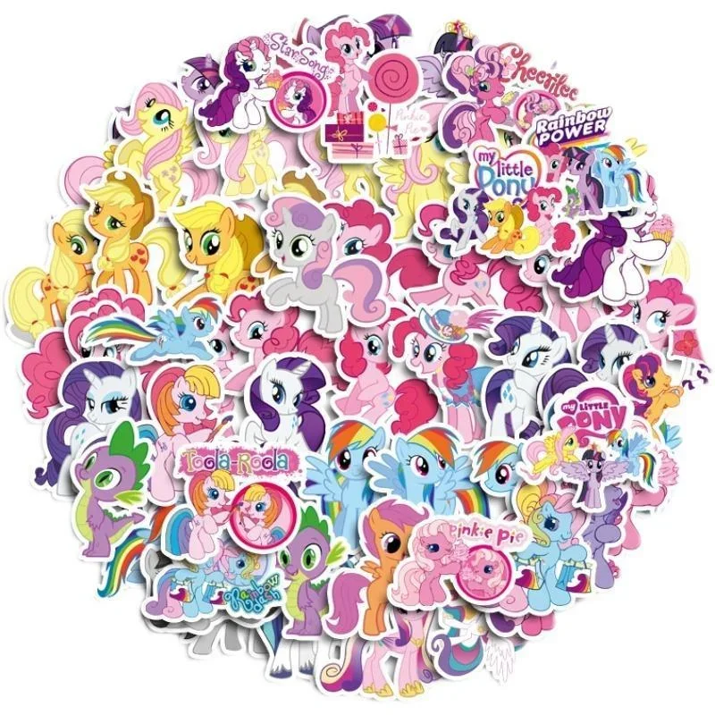 100PCS My Little Pony Stickers Cute Pinkie Pie Rainbow Dash Decals for Kids Laptop Water Bottle Luggage DIY Scrapbook Gift Favor