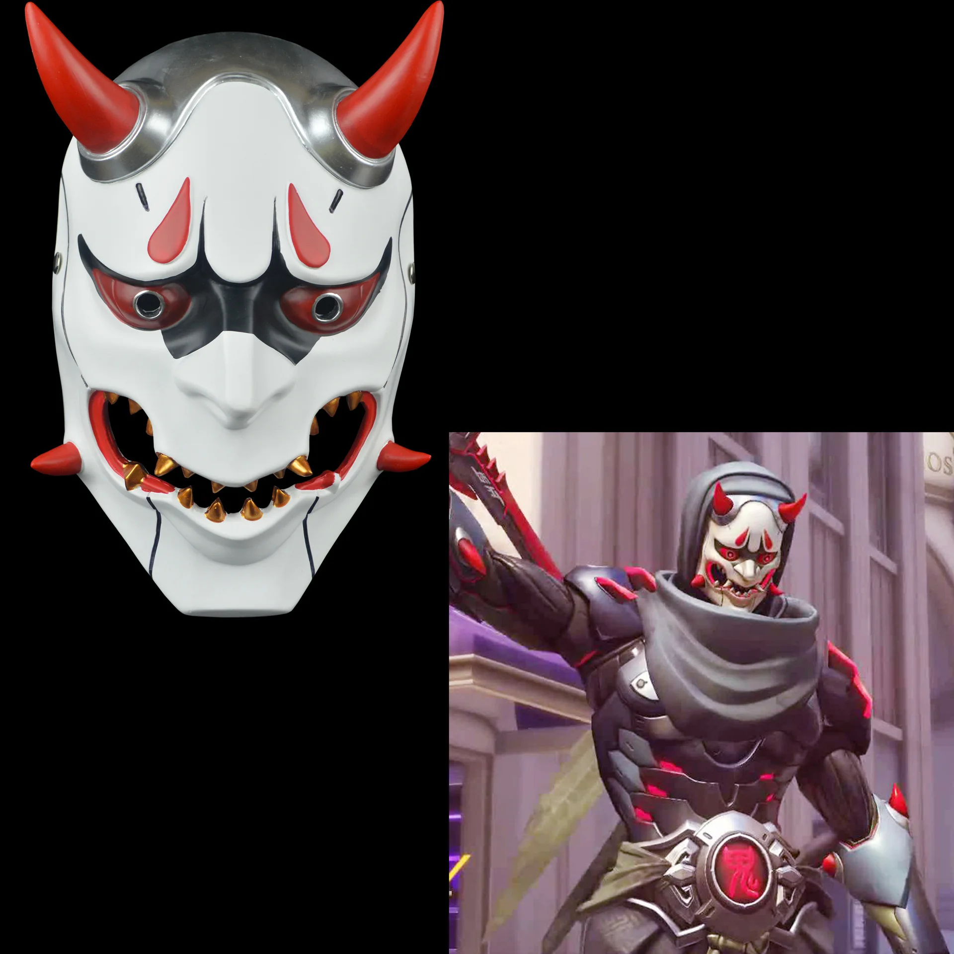 

Японская Маска-шлем для косплея OW Genji от зла, пасхальные карнавальные реквизиты, маски для косплея из смолы, маскарадный шлем