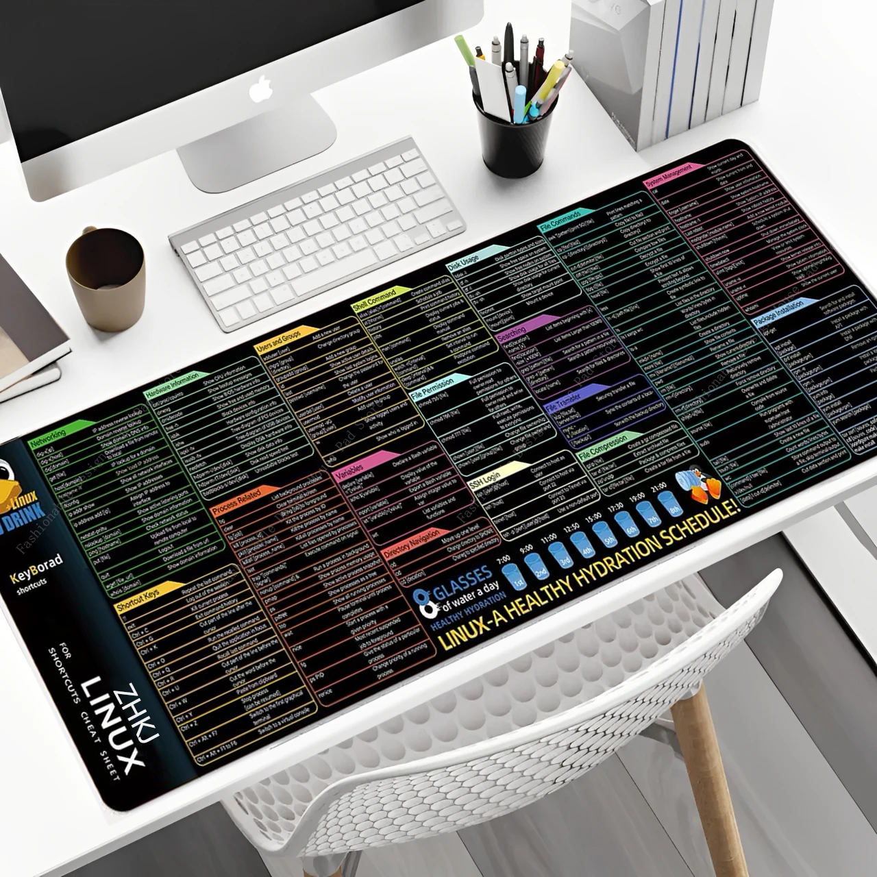For LINUX Drink Clear Shortcut Keys Mouse Pad Desk Mat Cheat Sheet Software Web AI Engineer Mousepad Office Users None Slip