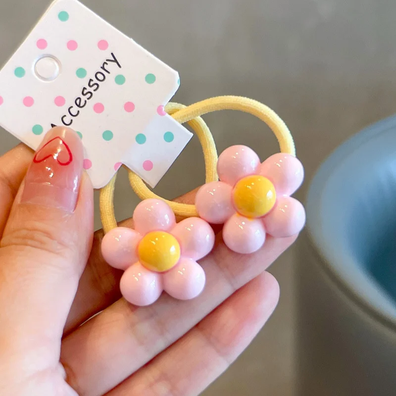 2pcs neue süße glänzende Blumen mädchen Kinder schöne elastische Haar bänder Haarschmuck Kinder Haar gummis Baby Kopf bedeckung – Detail 6