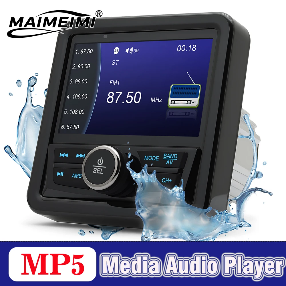 Marine Bluetooth-compatible FM AM Digital Media Audio Player Auto Sound System Boat Stereo Receiver Accessorie for Yacht ATV UTV