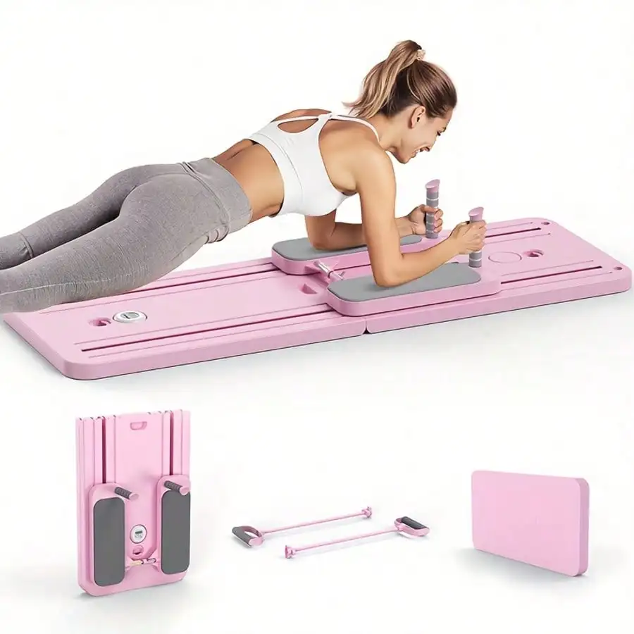 Multifunctional Fitness Board with Automatic Rebound, Foldable Exercise Machine-Full Body Exercise Equipment, Home Pilates