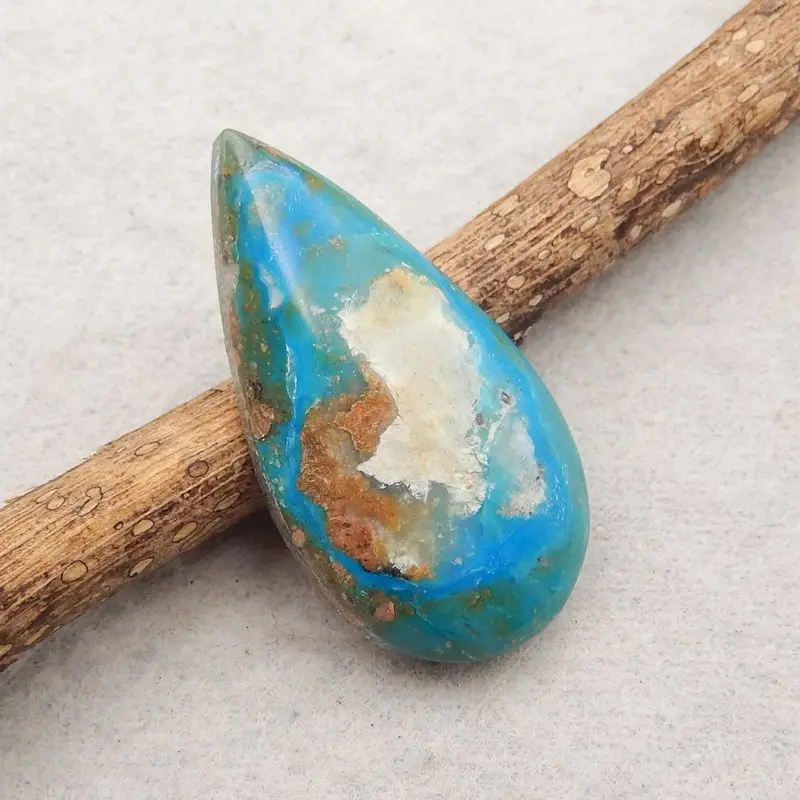 Natural Stone Blue Opal Gemstone Teardrop Cabochon Flatback Fashion Jewelry Necklace Accessories 33x18x5mm 4g