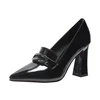 2025 New High Heels Shoes Large Size Waterproof Platform Fashion Shallow Patent Leather High Quality Women Shoes 5