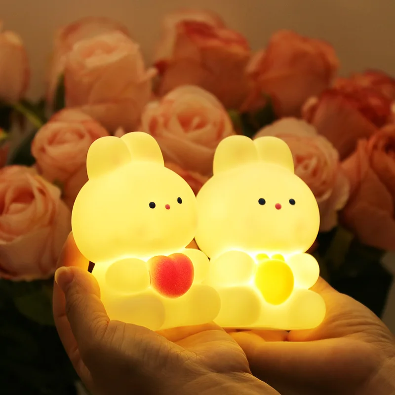 

Kawaii Rabbit LED Light Artistic Creative Decoration Desk Lamp For Room Wireless Kids Night Light Cute Electronic Candle