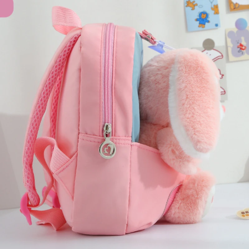 Plush 3D Rabbit Backpack for Boys Girls Kids Children SchoolBag Cute Bow Tie Cartoon School Bags Kindergarten Preschool Baby Bag 4