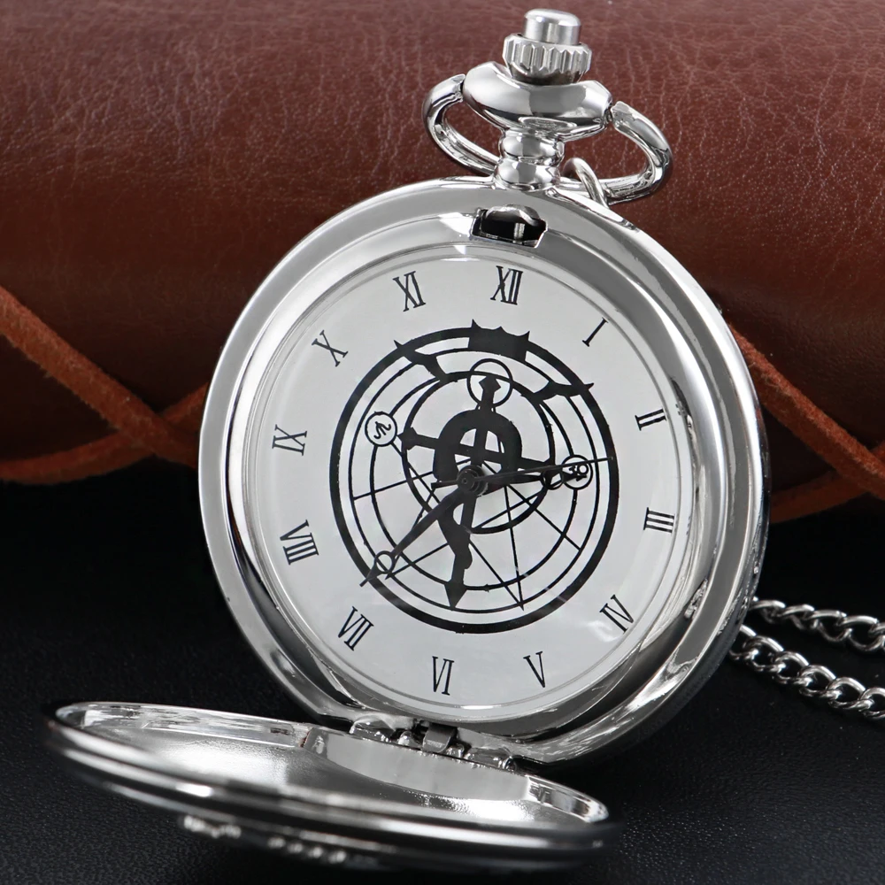 السلس الفضة الخيمياء موضوع كوارتز ساعة الجيب مع سل...