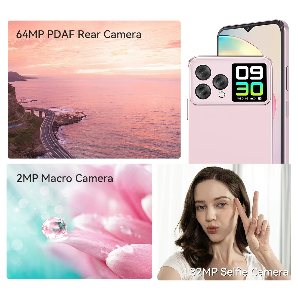 Cubot Hafury V1, Smartphone Android, 16 GB RAM (8 GB + 8 GB), 256 GB ROM (Unterstützung für 1 TB Erweiterung), Dual-Bildschirm, 64-MP-Kamera, 32MP-Selfie-Kamera, NFC, globale Version, 4G handy, phone, Dualer Bildschirm