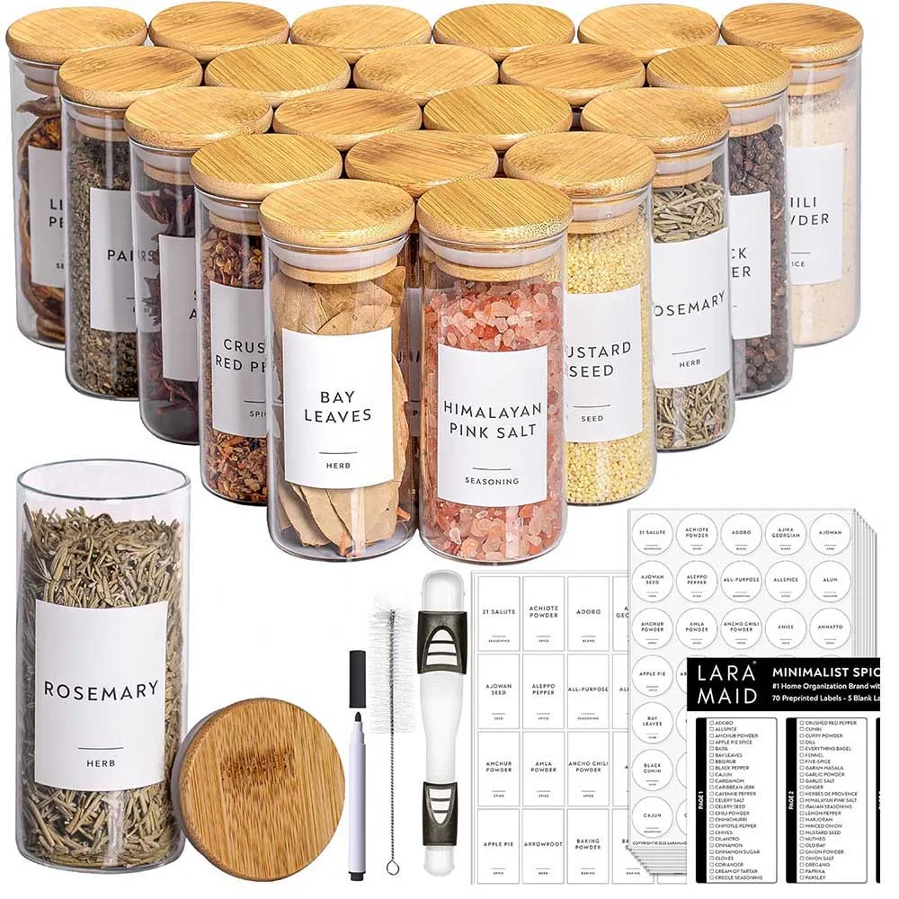 https://ae01.alicdn.com/kf/S1405b9ae2faf4c578452d235792eb1e6q/4oz-10-20Pack-Spice-Jars-with-Minimalist-Spice-Labels-Round-Jar-Canisters-with-Polished-Bamboo-Lids.jpeg