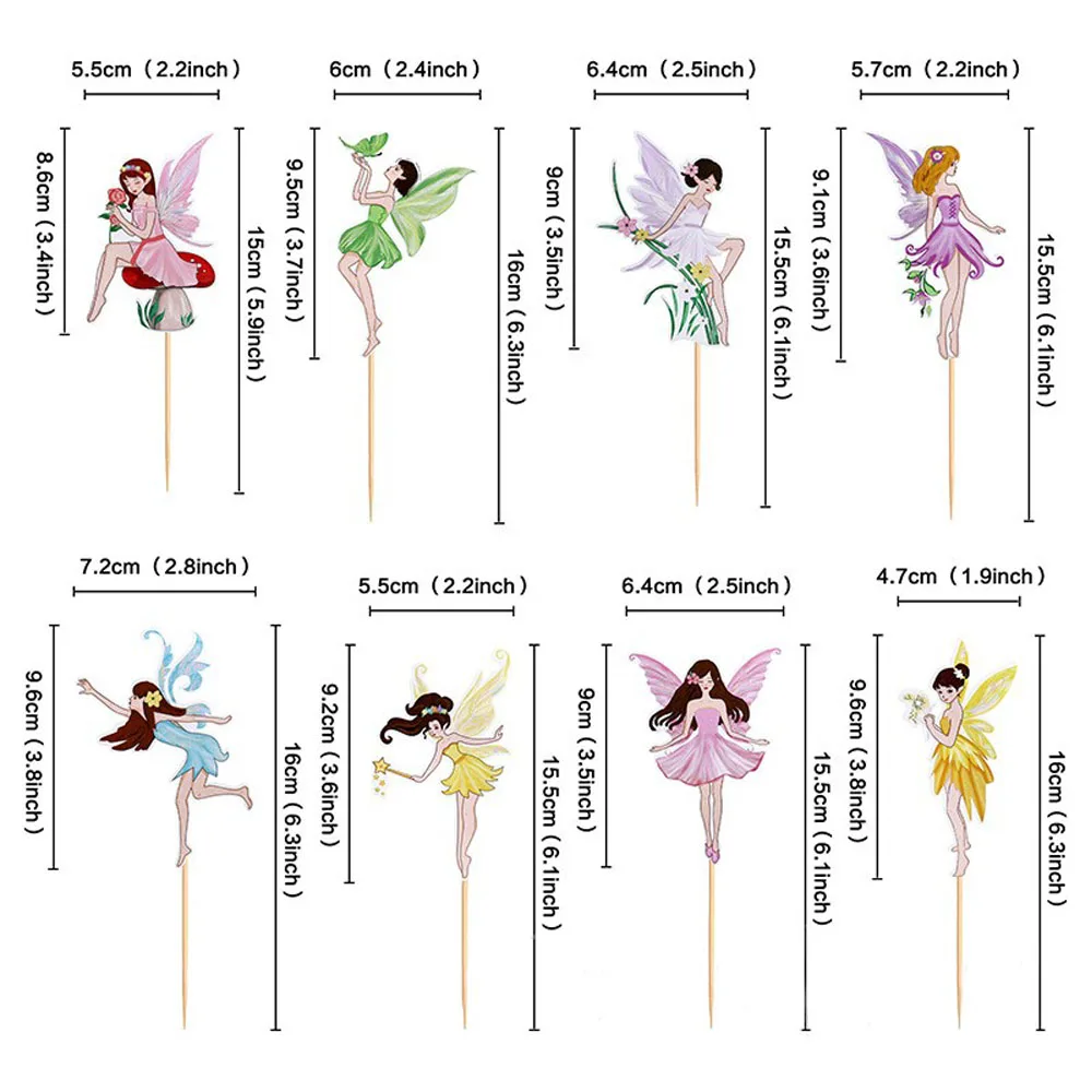 Description Picture 3 of item8PCS/set Flower Fairy Cake Topper Fairy Princess Party Cake Decorations for Sweet Girls Birthday Wedding Party Supplies