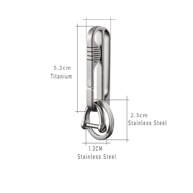 Real TC4 Alloy Titanium Durable Men's Keychain Wearable Belt Hanging Waist Car Key Chain Key Ring The Best Gifts For Men