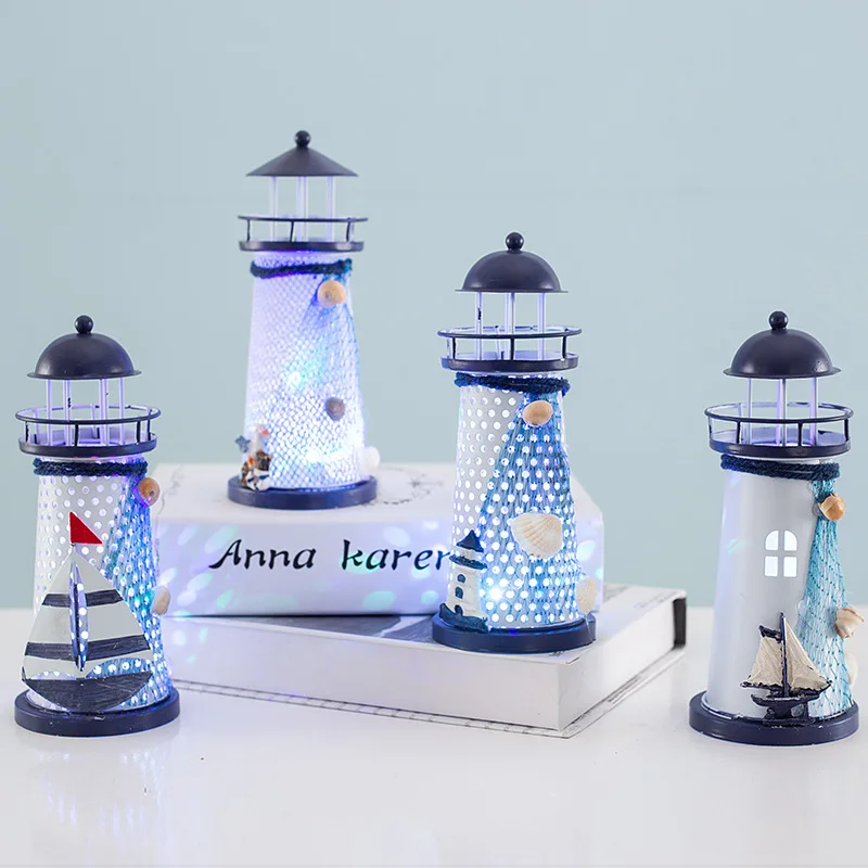 

Mediterranean Tower Candle Holder Lighthouse Iron Candlestick Table home Holiday Wedding Party Desktop Decor Metal Candle Holder
