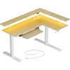 L Shaped Standing Desk with LED Light and Power Outlet, Dual Motor Height Adjustable Electric Standing Desk with Monitor Stand 1