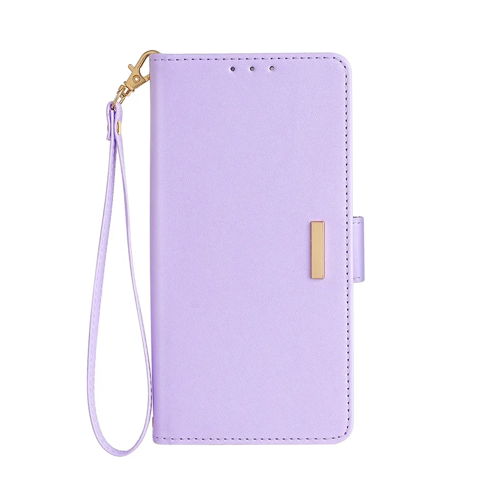 Magnetic Leather Flip Wallet Case with Card Slots and Side Buckle - Shockproof Cover
