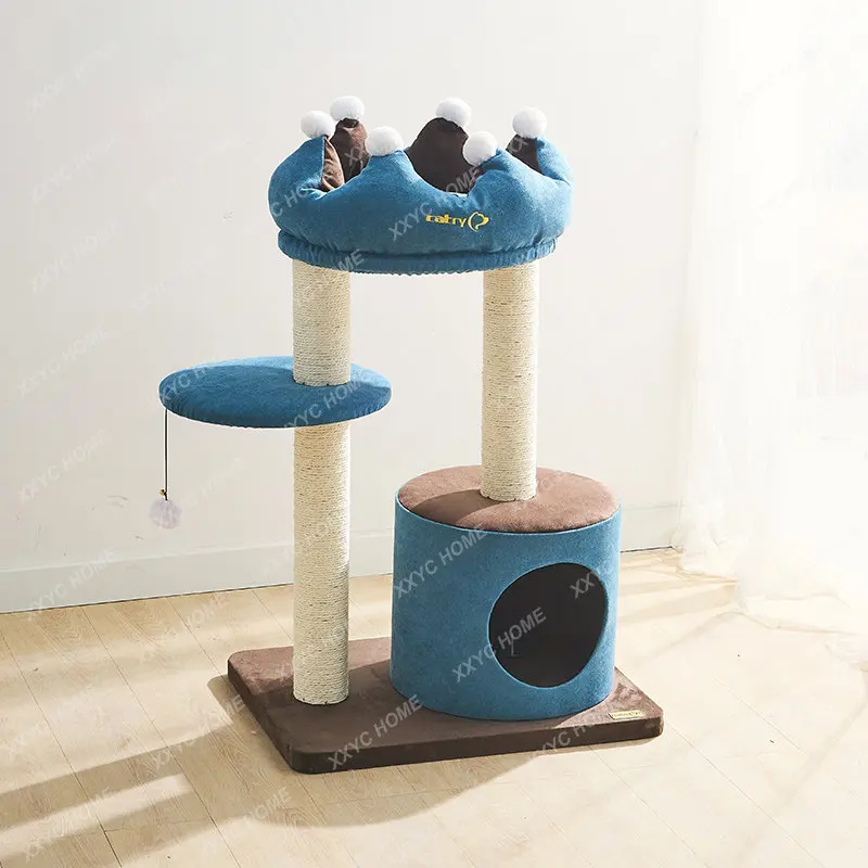 

Small Cat Climbing Frame Scratching Post Supplies Tree Nest Shelf Integrated