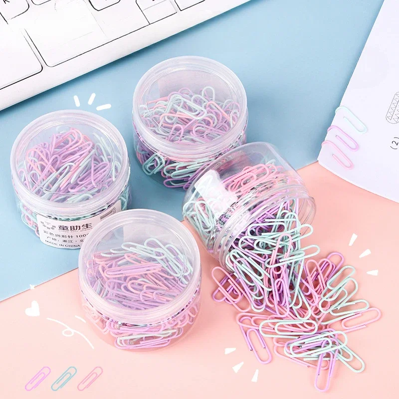 Colored Paper Clip 160pcs Metal Clips Memo Clip Bookmarks Stationery Office Accessories School Supplies Length 29mm 1 Box Paper Clips