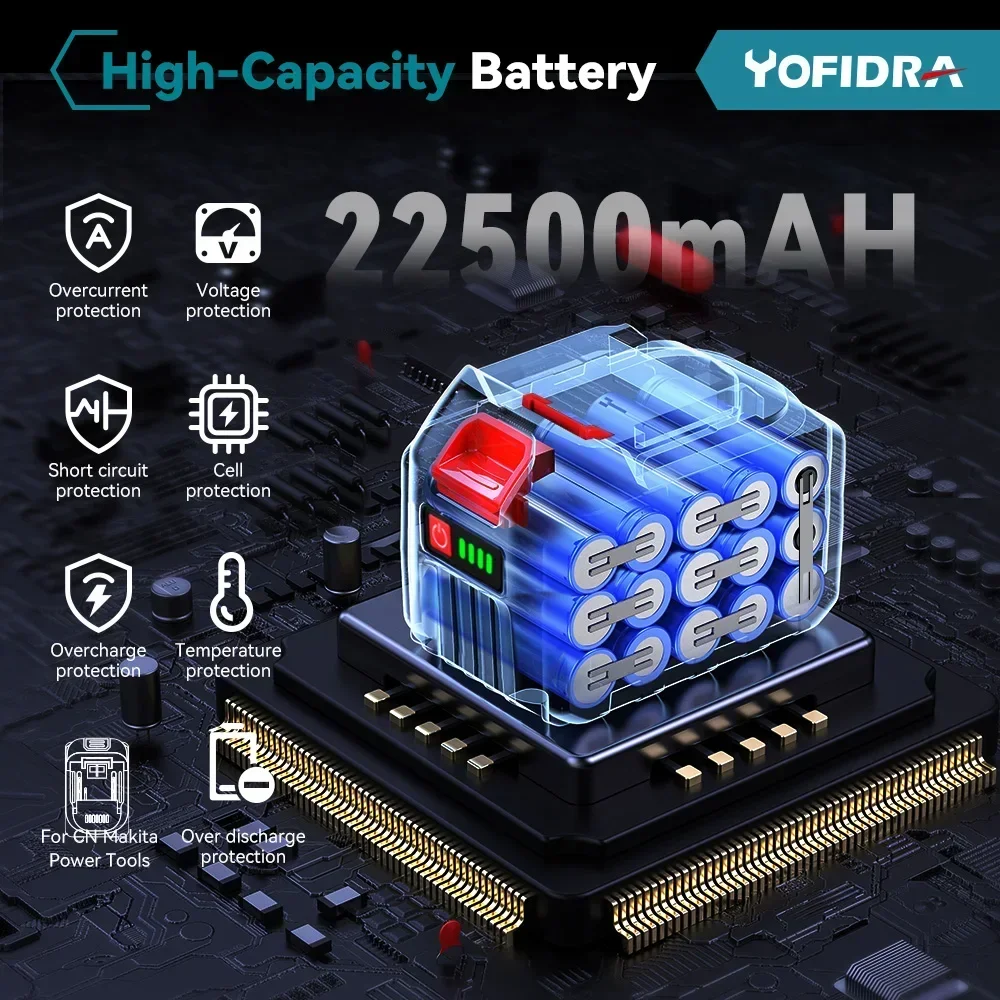 Yofidra Oplaadbare Batterij 22500Mah 15000Mah Lithium-Ion Batterij 388vf 928vf Li-Ion Batterij Voor Makita Elektrisch Gereedschap