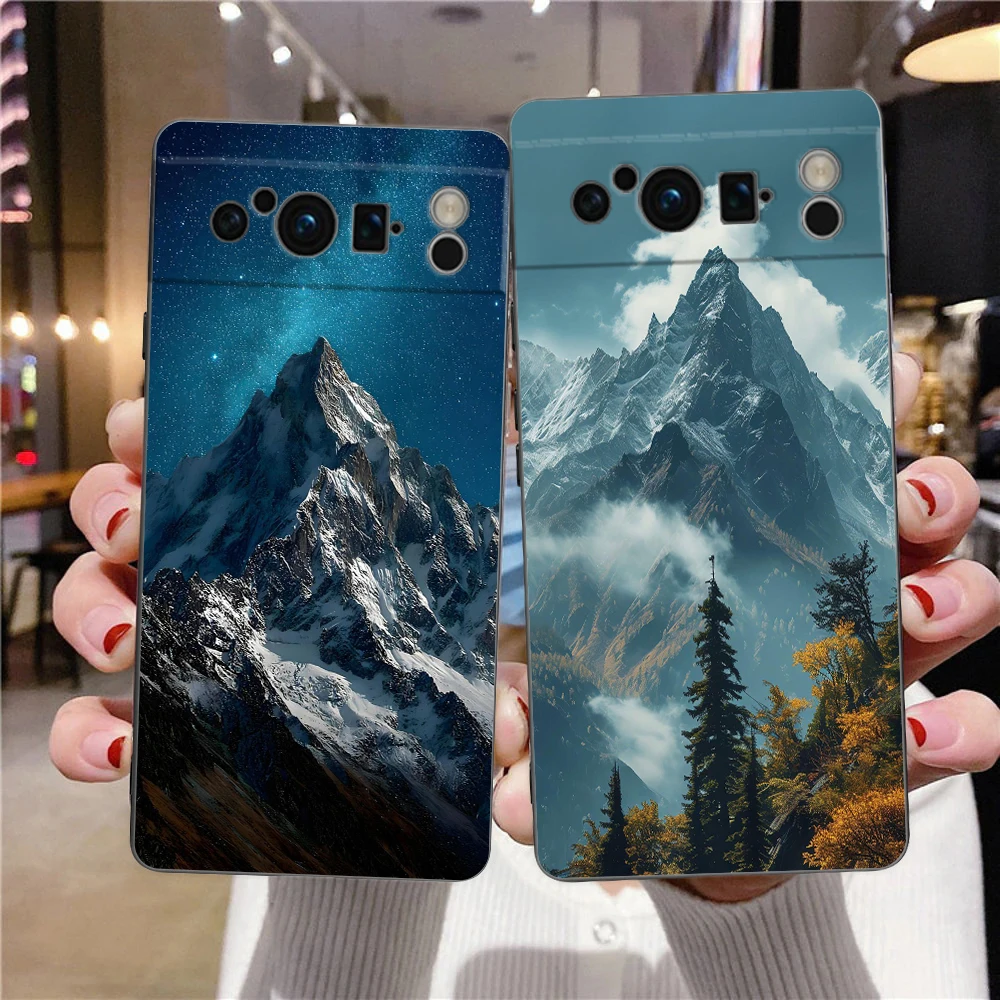 Mountain Peaks Landscape Shockproof Phone Case - Soft TPU Black Cover