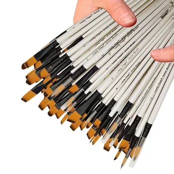 Set di pennelli da 12/48 pezzi, pennelli professionali per pittura acrilica, olio, acquerello, guazzo, materiali artistici per artisti 1