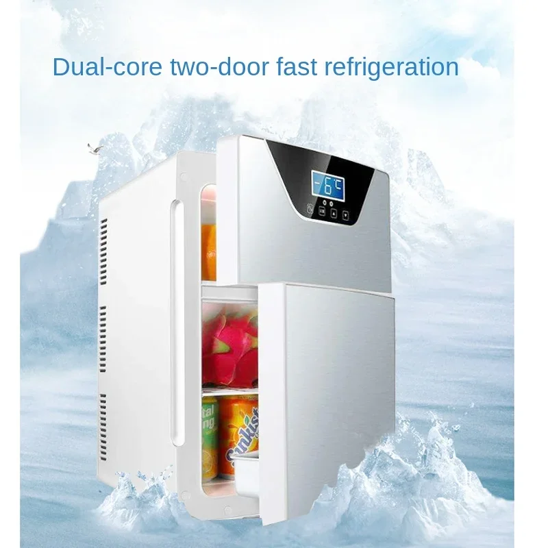 20L Car Refrigerator Mini Small Refrigerator Car Home Dualuse Cold and Warm DualDoor Freshkeeping Box