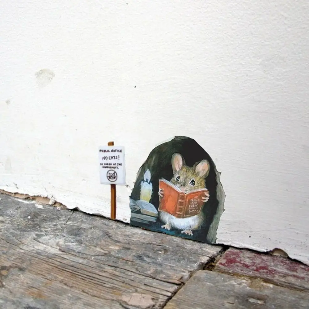 

Реалистичное самоклеящееся украшение для чтения при свечах, винтажное животное, мультяшное украшение, наклейки с крысами, наклейки на стену, художественные фрески