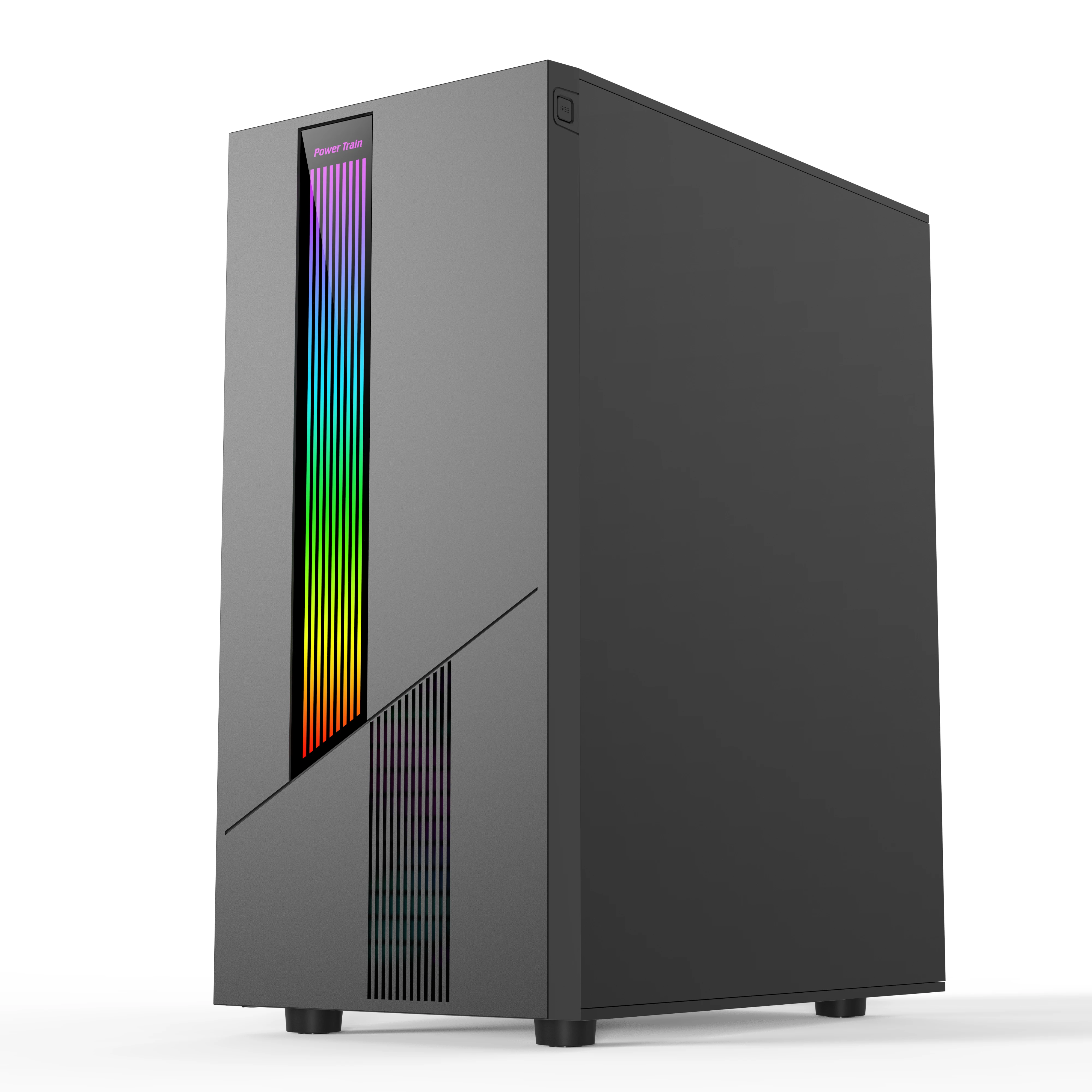 파워 트레인 ES500 M-ATX ATX RGB 라이트 스트립 패널 측면 투명 ITX PC 게이밍 케이스 데스크탑 컴퓨터 케이스 게이머용 케이스
