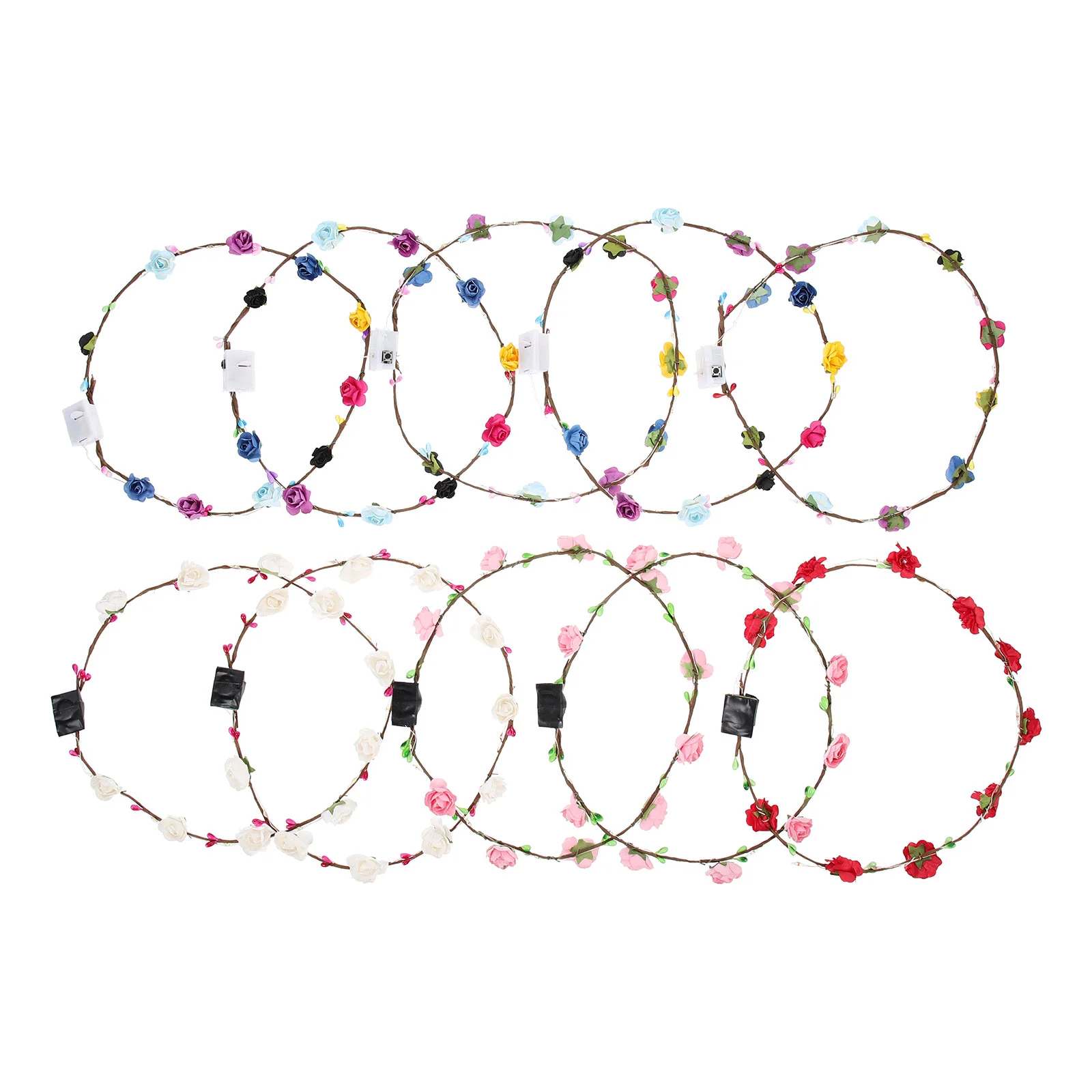 

10 Pcs Luminous Garland Headband Wreath Headbands Women Hair Accessories Plastic Glowing Flower